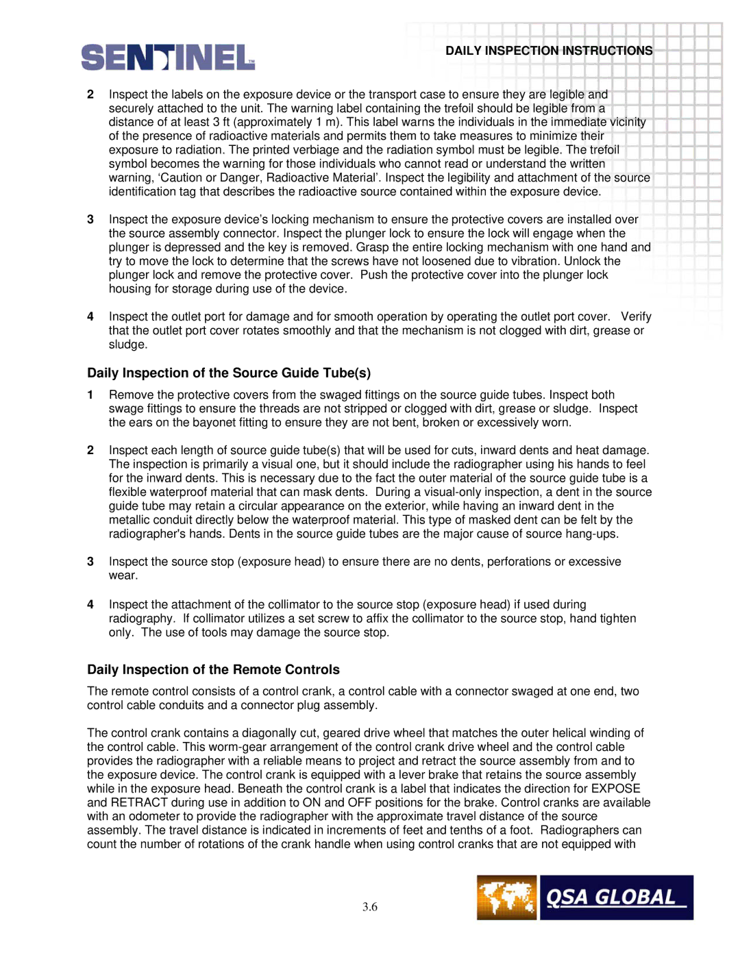 Sigma projetor manual Daily Inspection of the Source Guide Tubes, Daily Inspection of the Remote Controls 