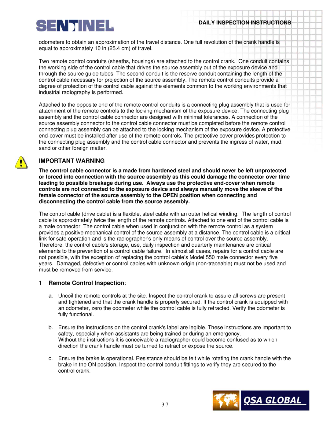 Sigma projetor manual Important Warning, Remote Control Inspection 