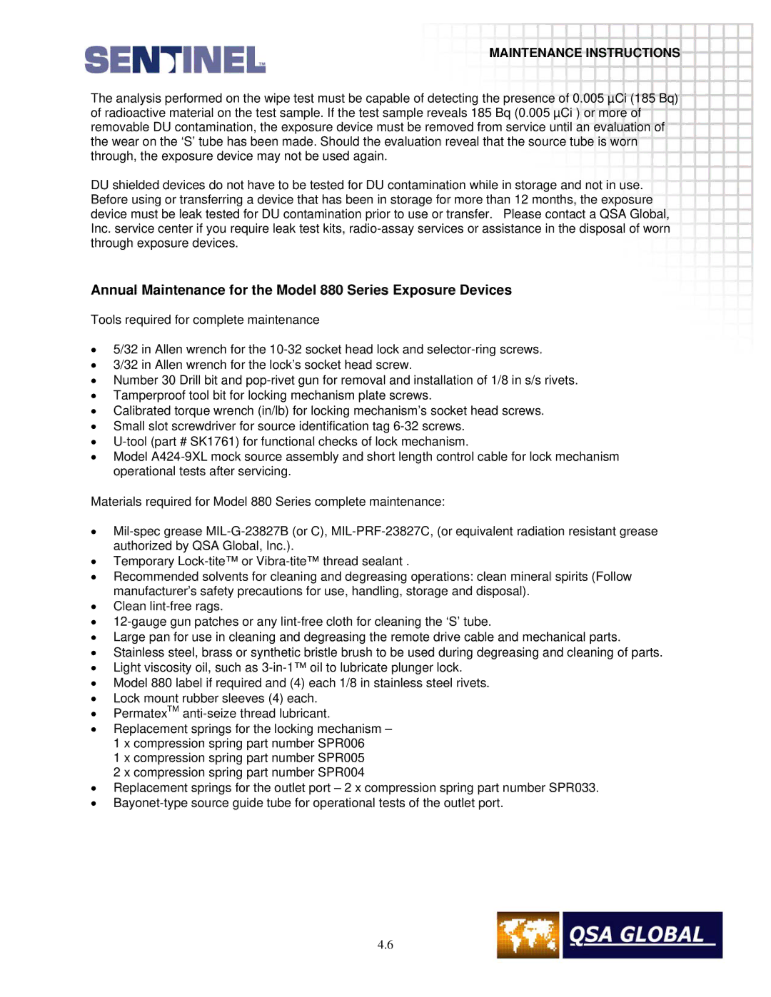 Sigma projetor manual Annual Maintenance for the Model 880 Series Exposure Devices 