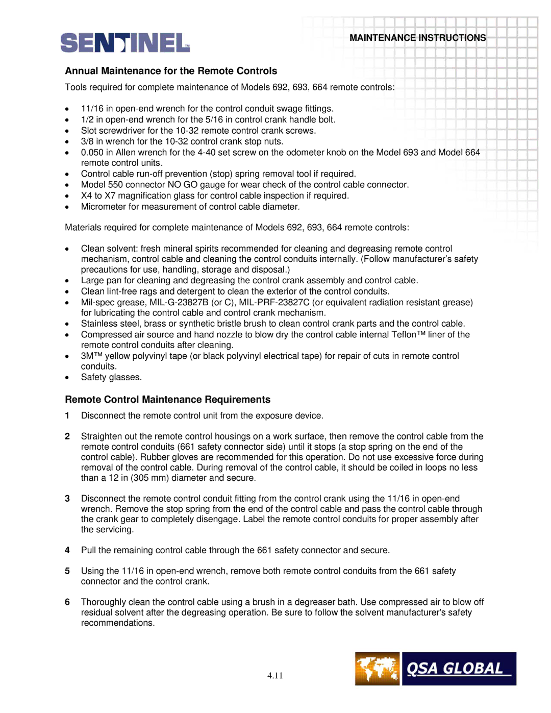 Sigma projetor manual Annual Maintenance for the Remote Controls, Remote Control Maintenance Requirements 