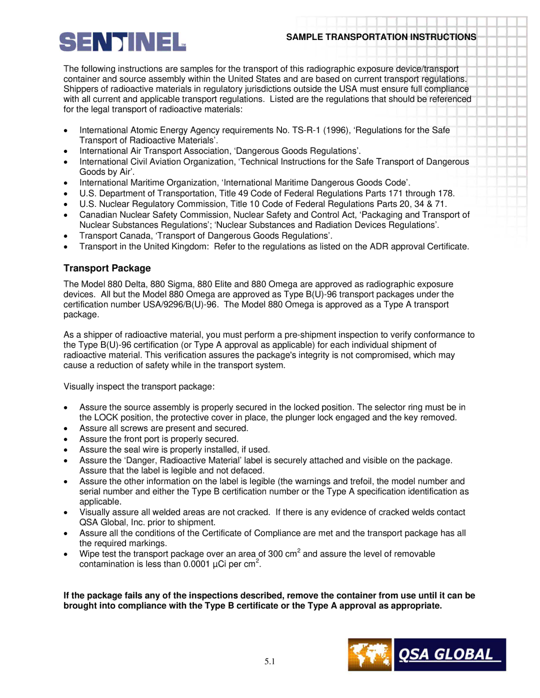 Sigma projetor manual Transport Package, Sample Transportation Instructions 