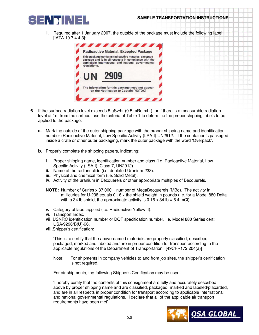 Sigma projetor manual Sample Transportation Instructions 