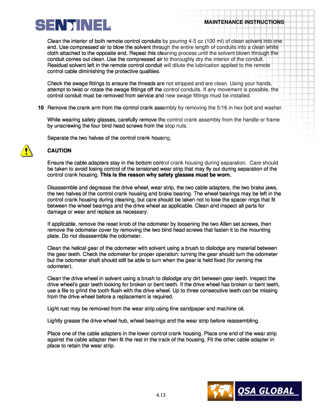 Sigma projetor manual Maintenance Instructions, Separate the two halves of the control crank housing 