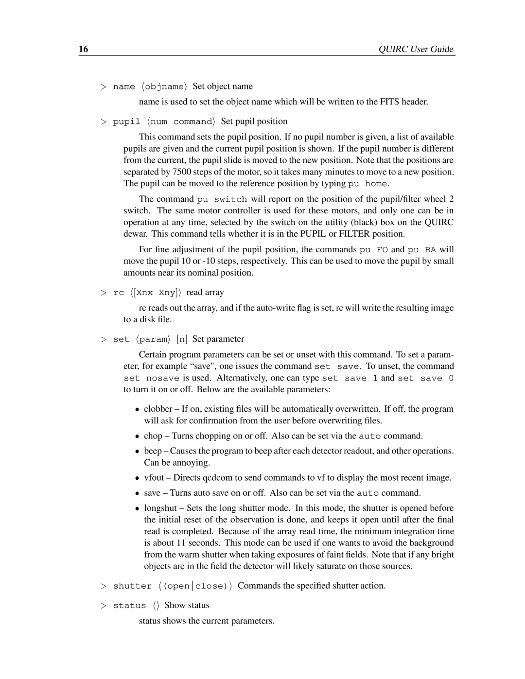 Sigma QUick Infrared Camera manual Status shows the current parameters 