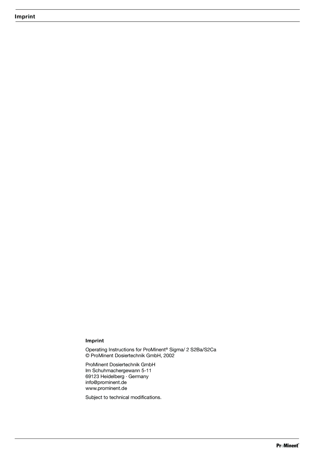 Sigma S2Ba, S2Ca warranty Imprint Dulcodes UV-Desinfektionsanlage 