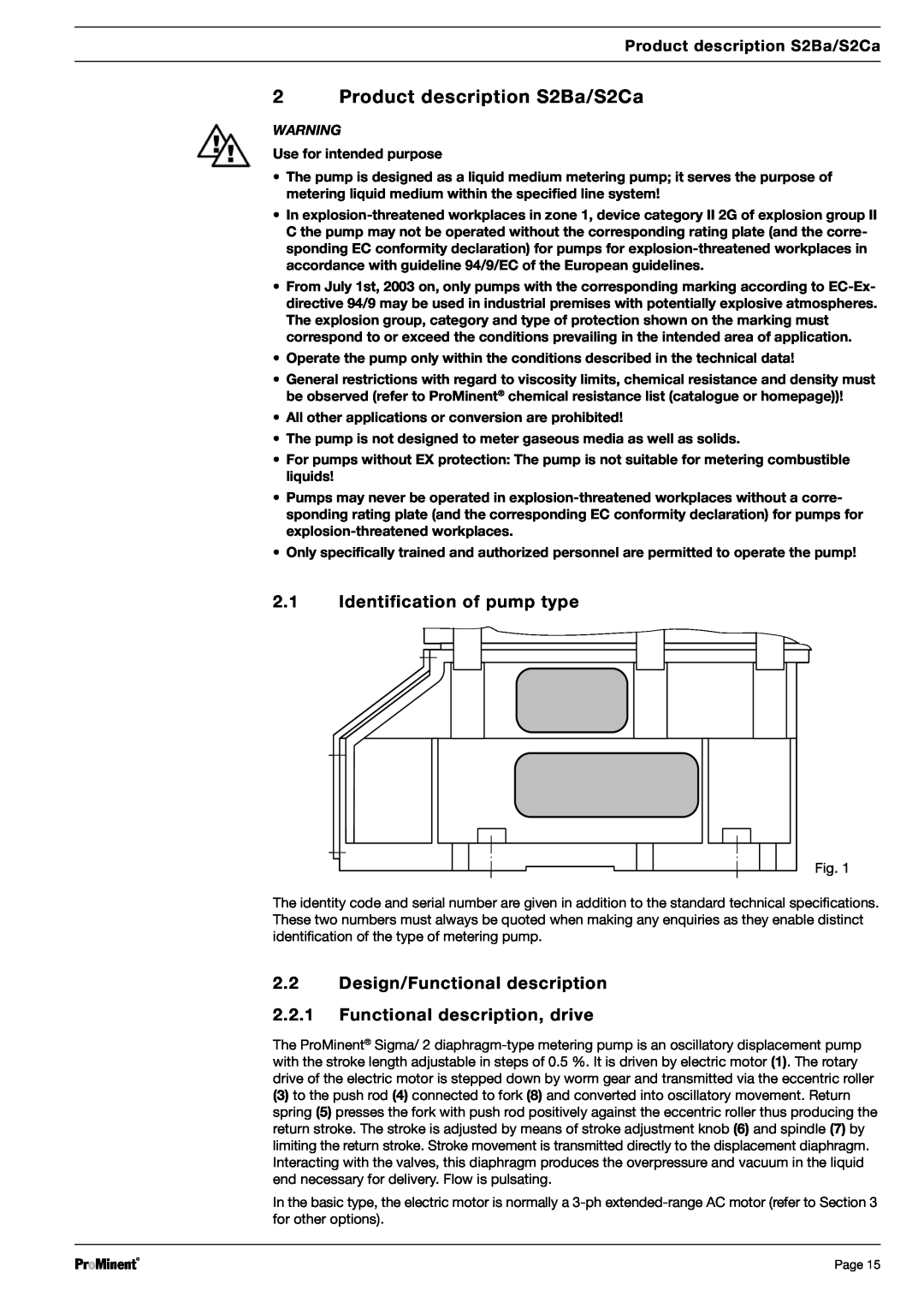 Sigma warranty 2Product description S2Ba/S2Ca, 2.1Identification of pump type, 2.2Design/Functional description 