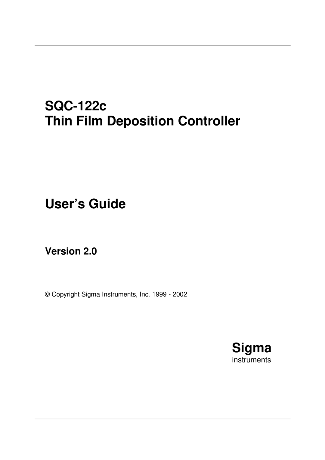 Sigma manual SQC-122c Thin Film Deposition Controller User’s Guide 