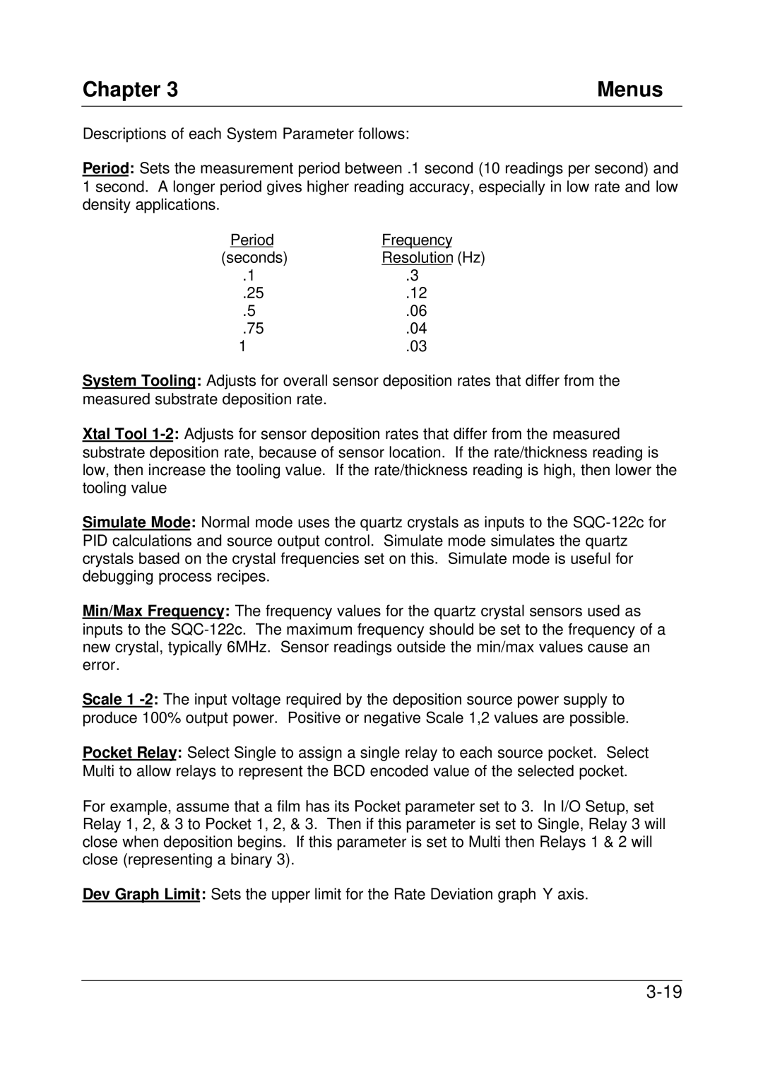 Sigma SQC-122c manual Chapter Menus 