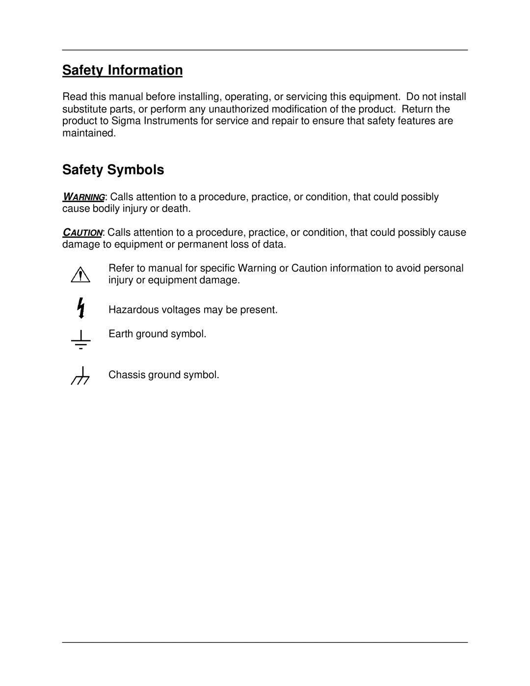 Sigma SQM-160 manual Safety Information, Safety Symbols 