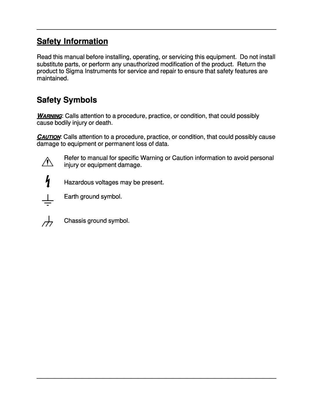 Sigma SQM-160 manual Safety Information, Safety Symbols 
