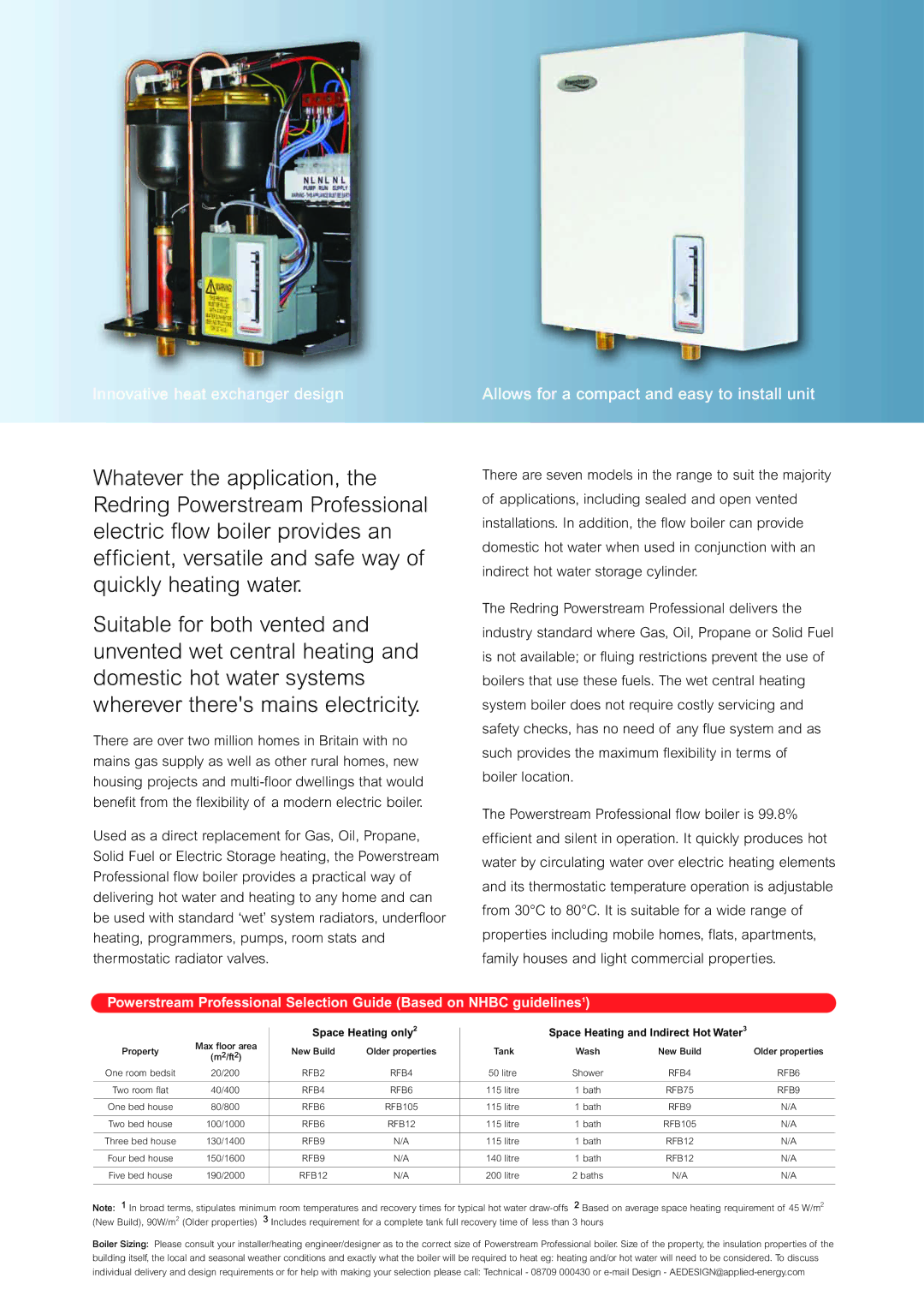 Signat Powerstream Professional manual Space Heating only Space Heating and Indirect Hot Water 