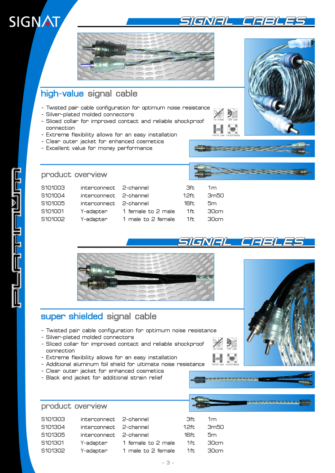 Signat S104201, S104001, S104105 manual High-valuesignal cable, Super shielded signal cable 