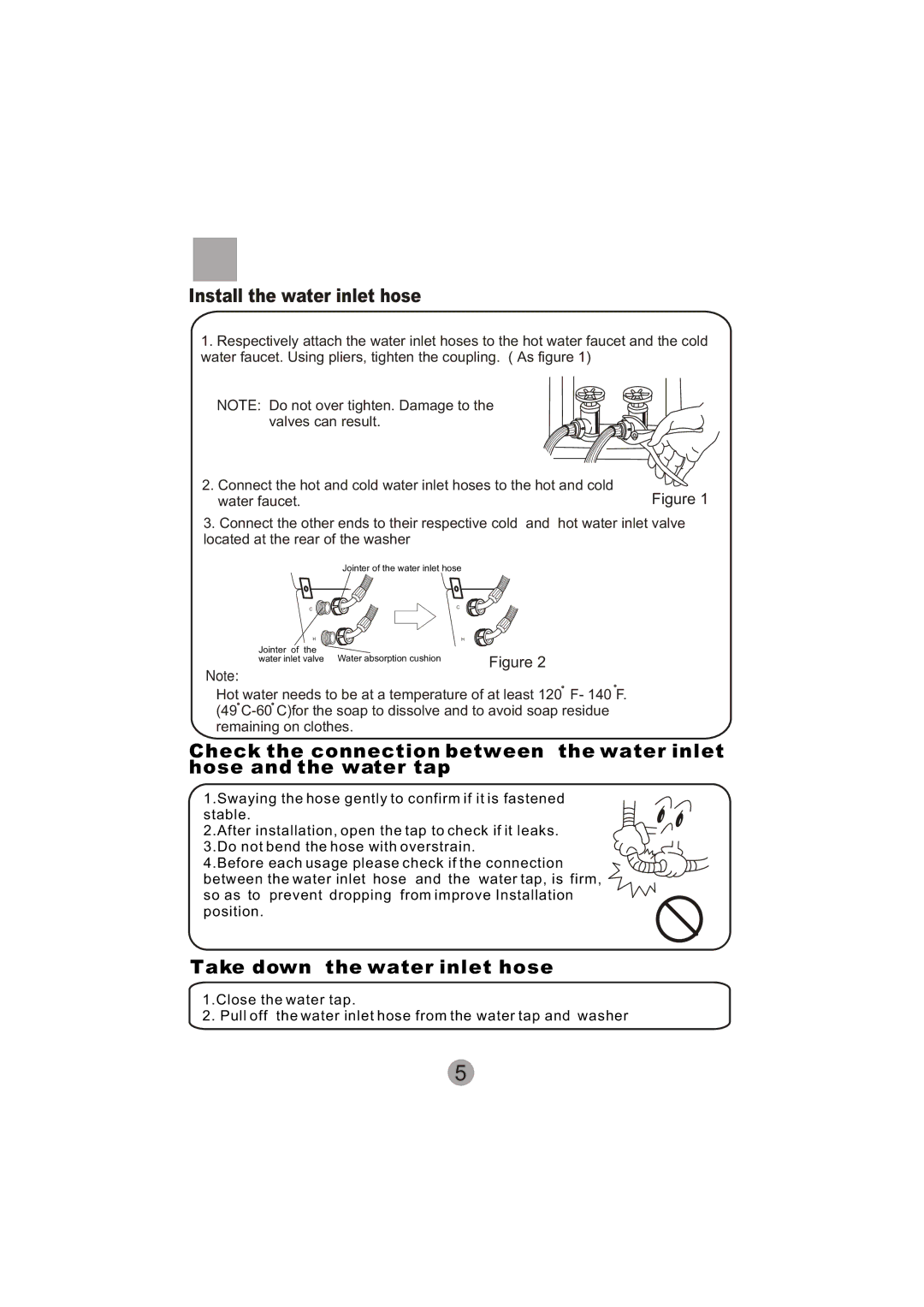 Signature Housewares SIG100-97 manual Install the water inlet hose 