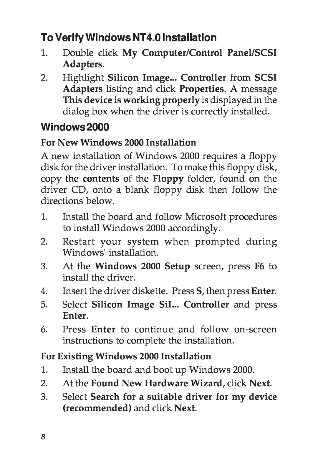 SIIG 04-0265F specifications To Verify Windows NT4.0 Installation, Windows2000 