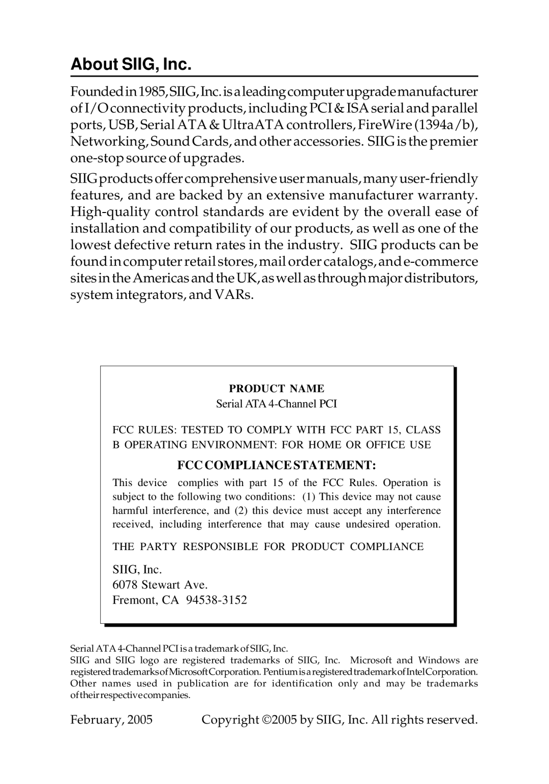 SIIG 04-0322B manual About SIIG, Inc 