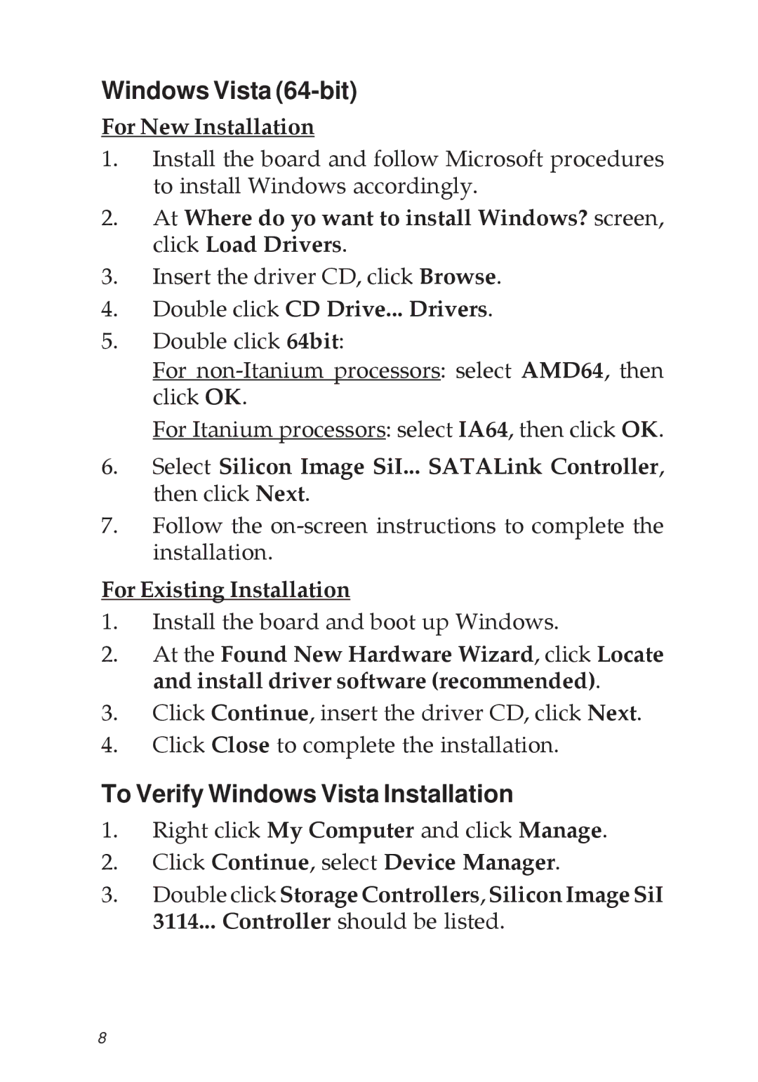 SIIG 04-0322C manual Windows Vista 64-bit, To Verify Windows Vista Installation 