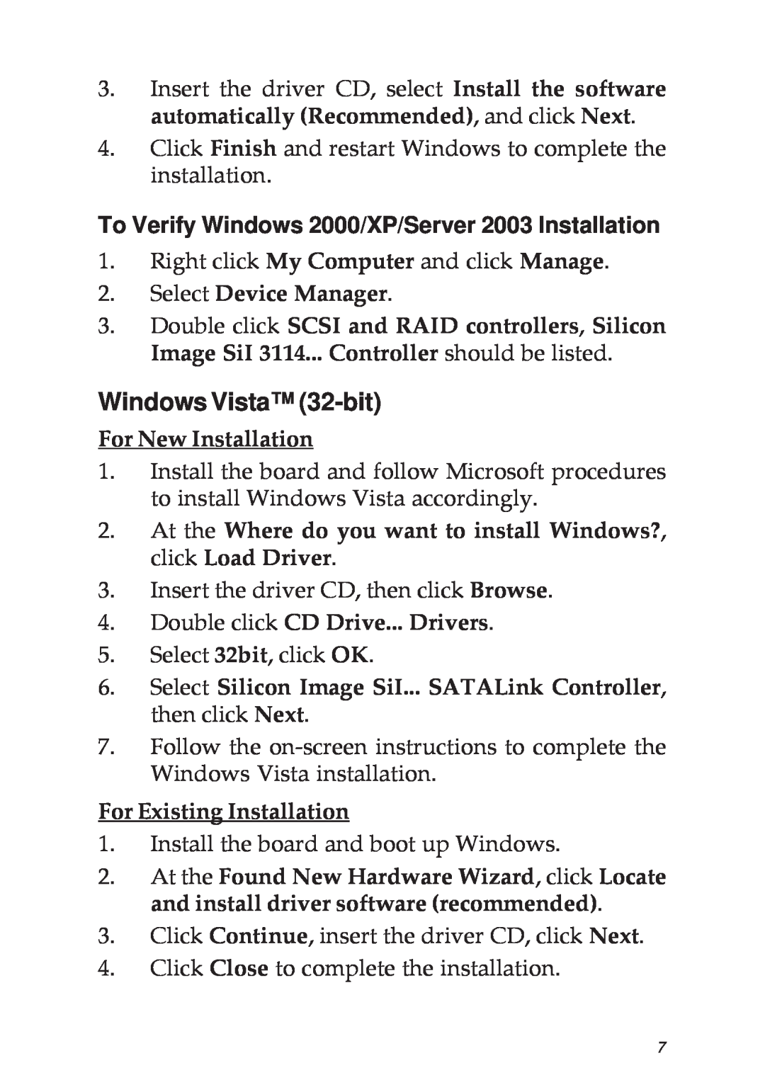 SIIG 04-0322C manual Windows Vista 32-bit, To Verify Windows 2000/XP/Server 2003 Installation 