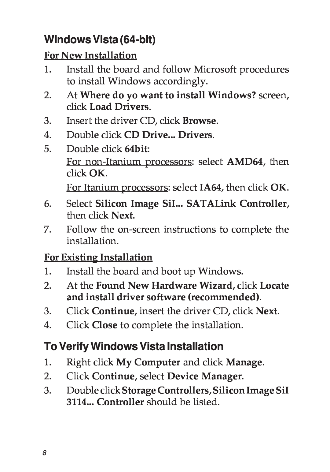 SIIG 04-0322C manual Windows Vista 64-bit, To Verify Windows Vista Installation 