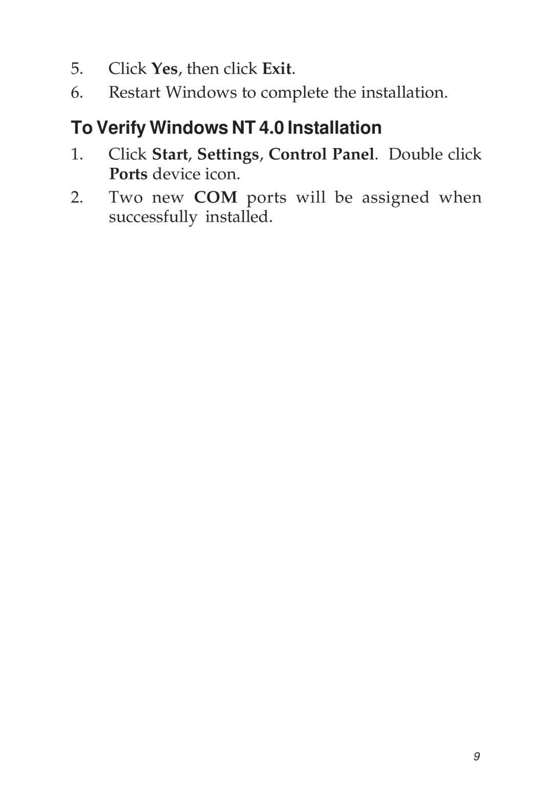 SIIG 04-0341D manual To Verify Windows NT 4.0 Installation 