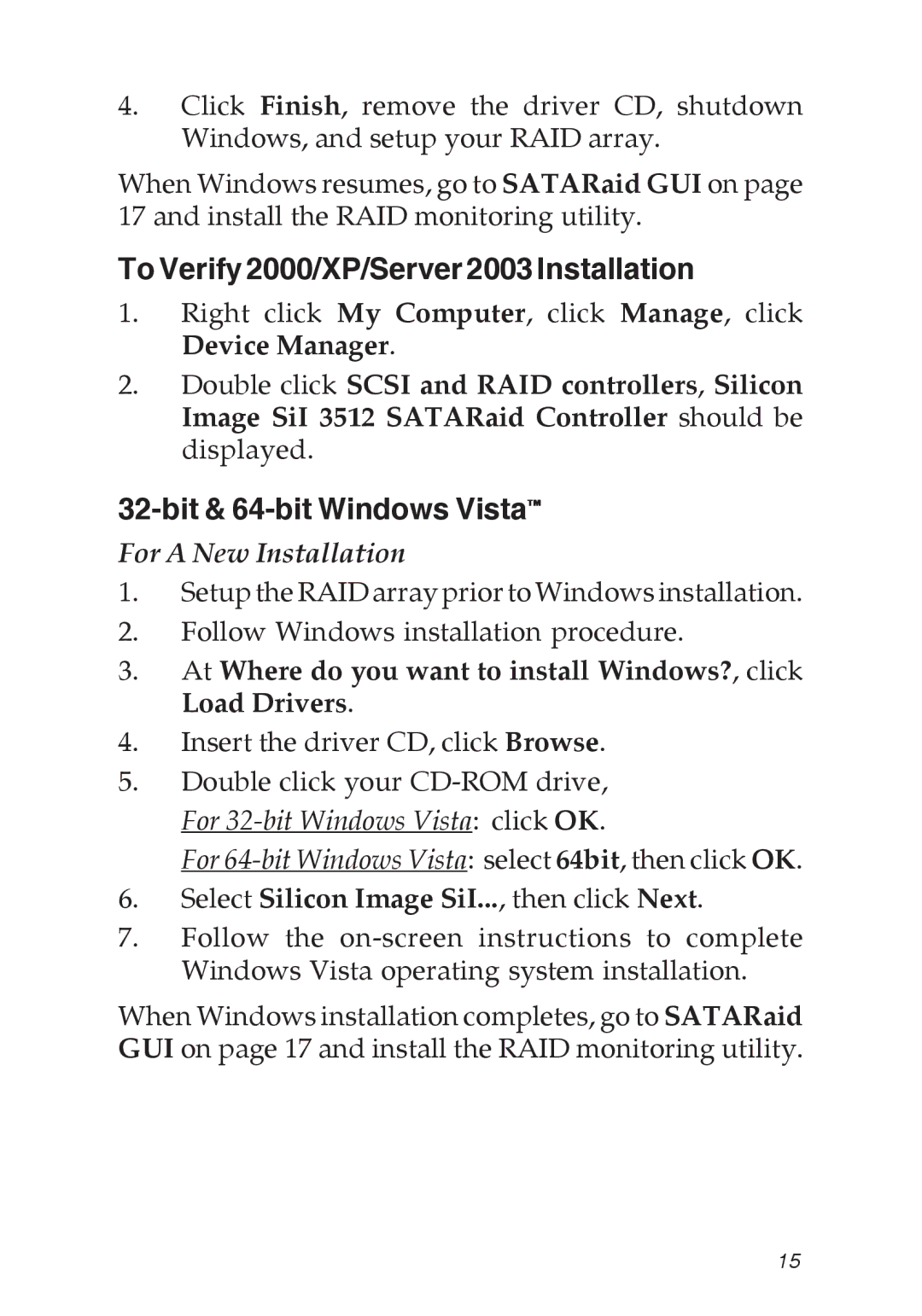 SIIG 04-0373C specifications To Verify 2000/XP/Server 2003 Installation, Bit & 64-bit Windows Vista 