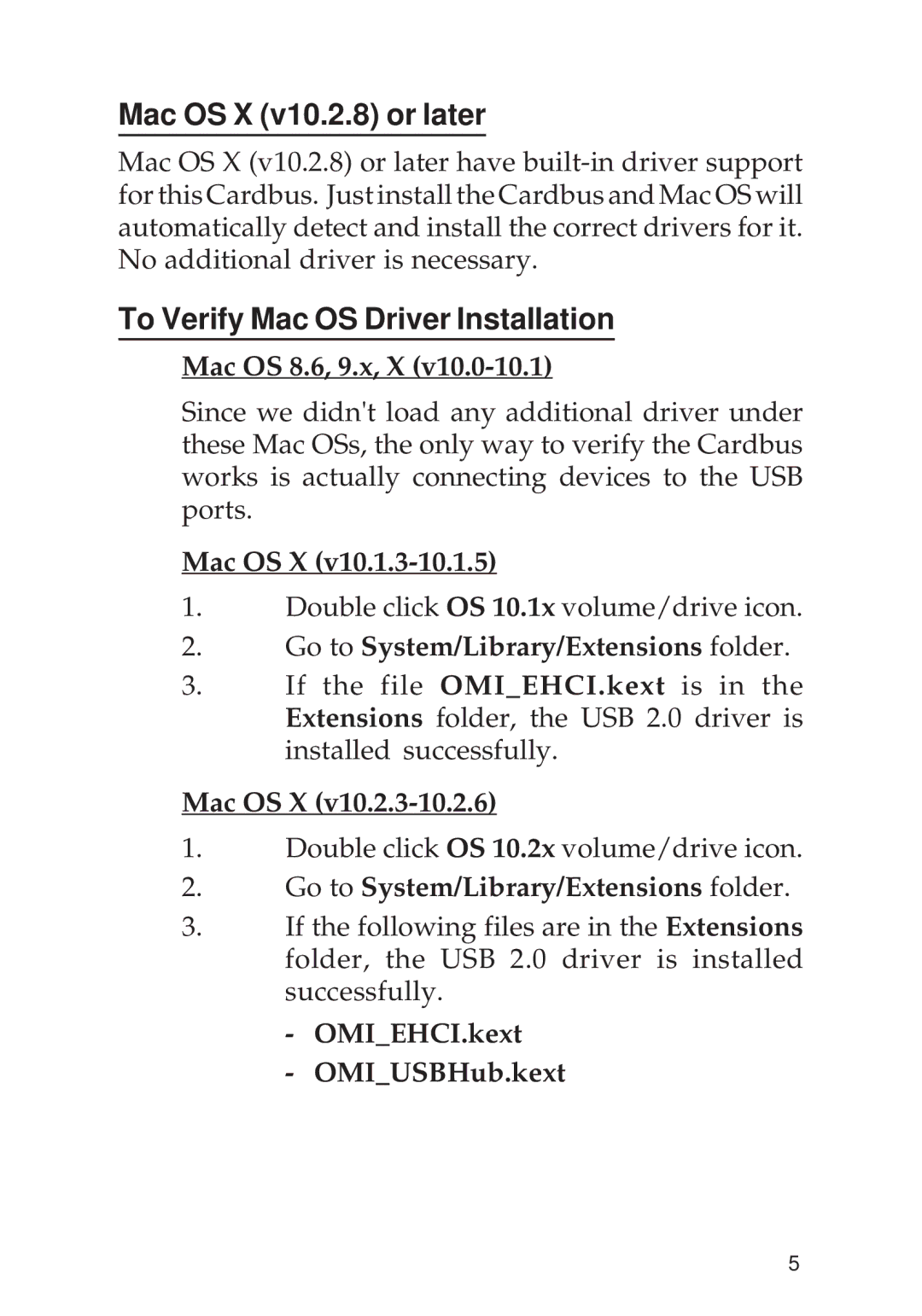 SIIG 04-0381A specifications Mac OS X v10.2.8 or later, To Verify Mac OS Driver Installation 