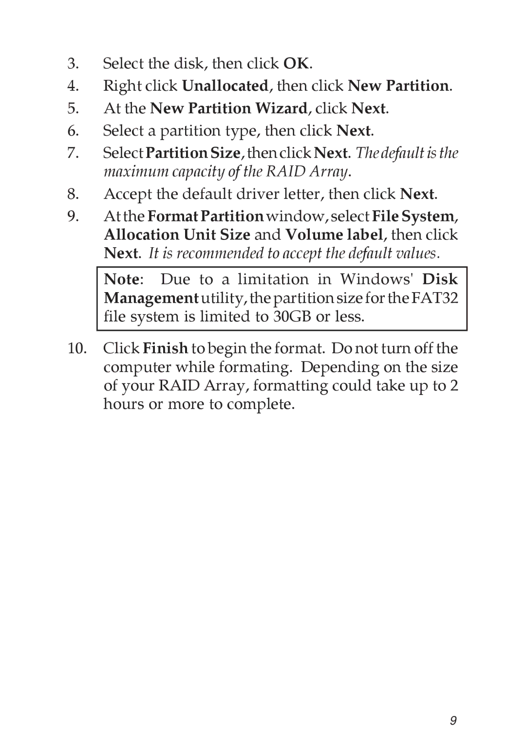 SIIG 04-0418A manual At the New Partition Wizard, click Next 