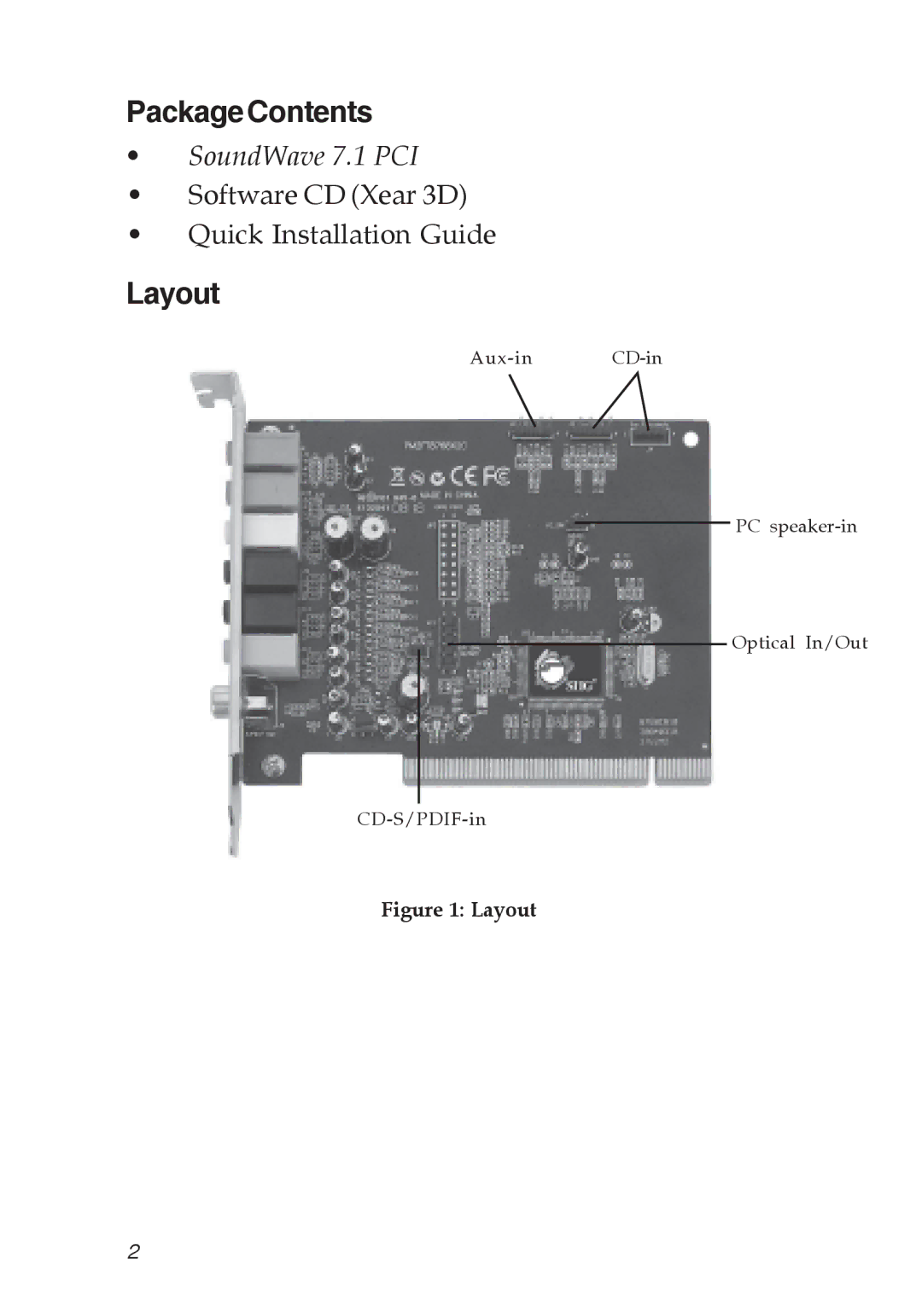 SIIG 04-0501A specifications PackageContents, Layout 