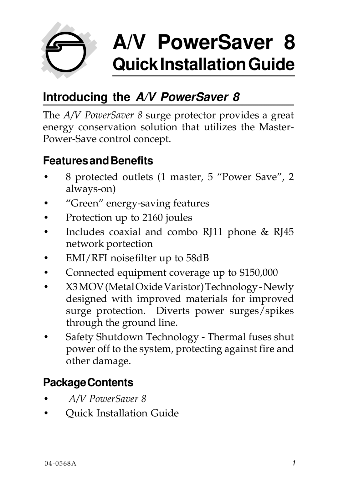 SIIG 04-0568A manual PowerSaver 