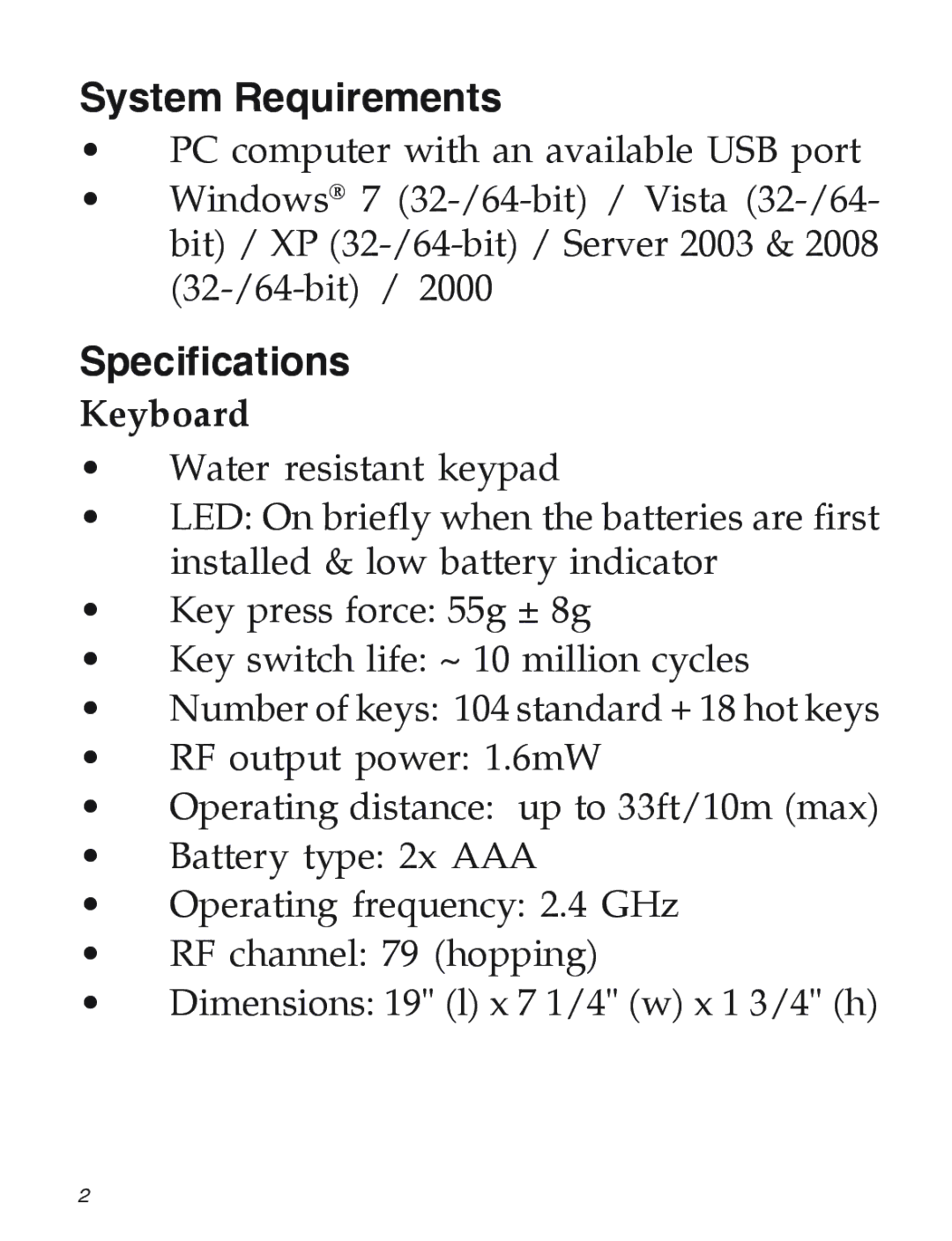 SIIG 04-0585C manual System Requirements, Specifications 