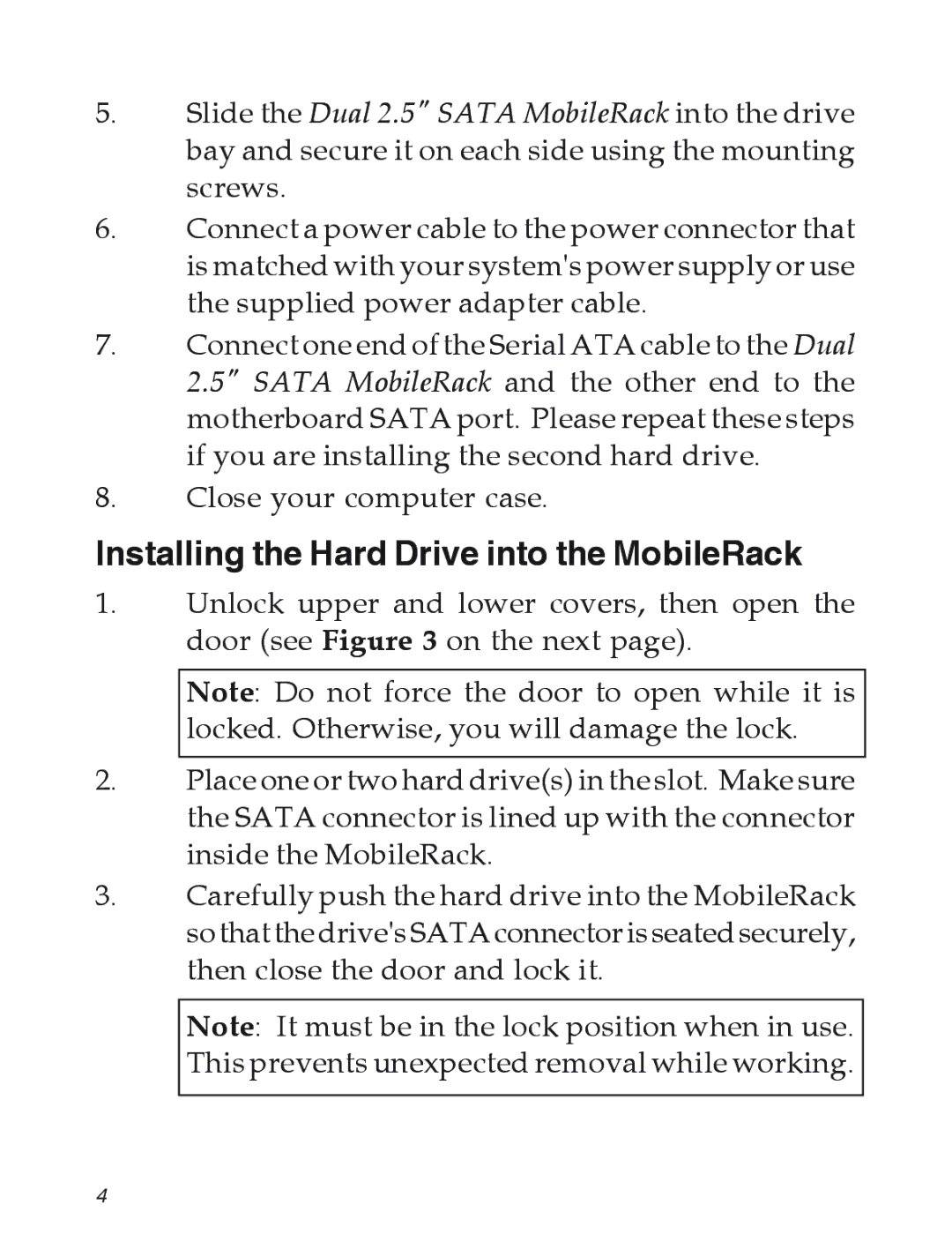 SIIG 04-0589A manual Installing the Hard Drive into the MobileRack 