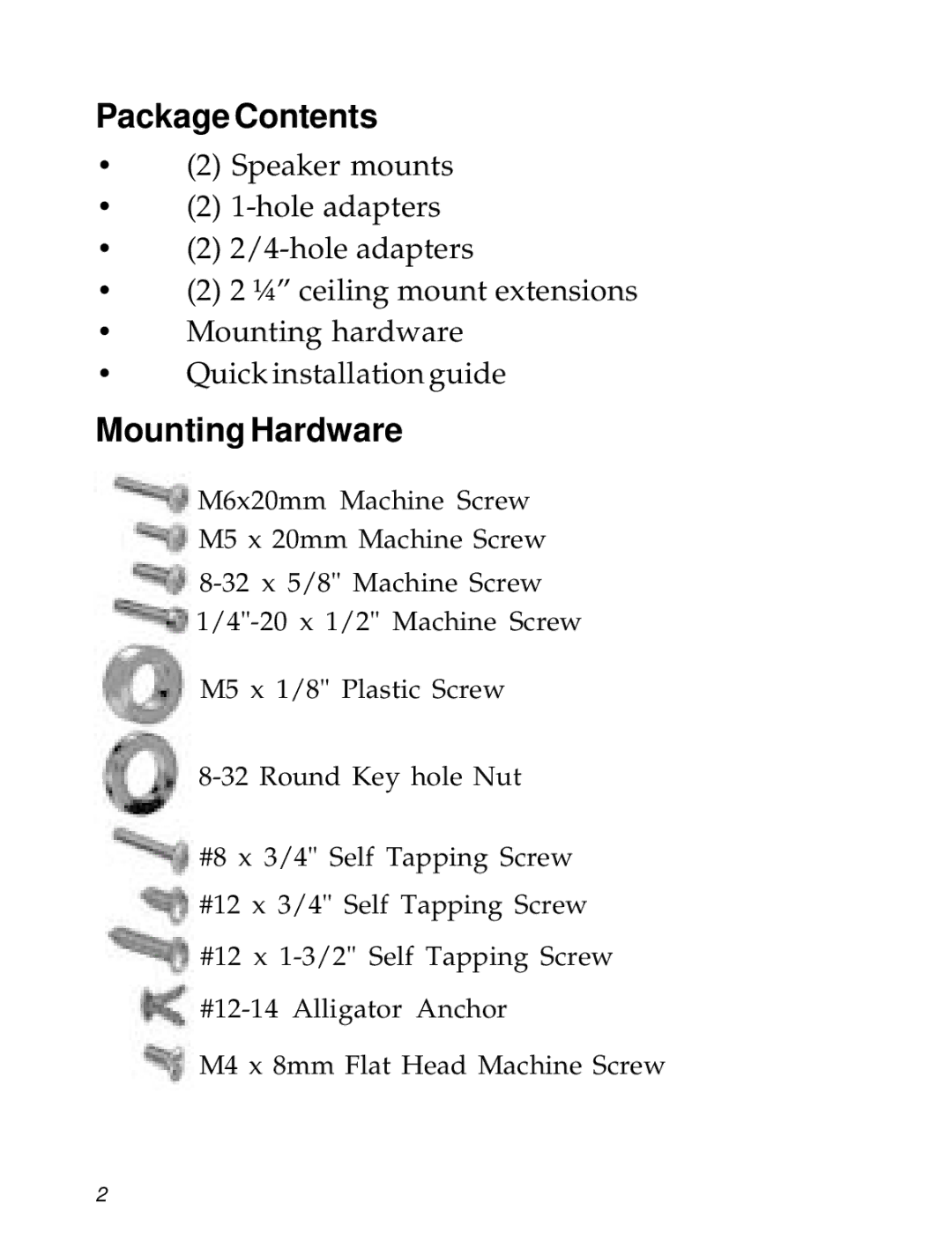 SIIG 04-0600A manual Package Contents, Mounting Hardware 