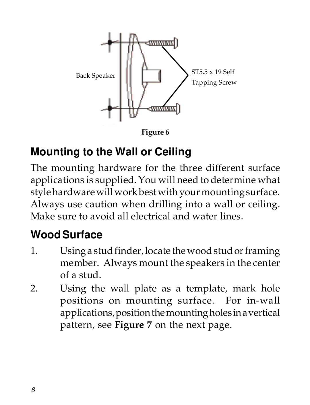 SIIG 04-0600A manual Mounting to the Wall or Ceiling, Wood Surface 