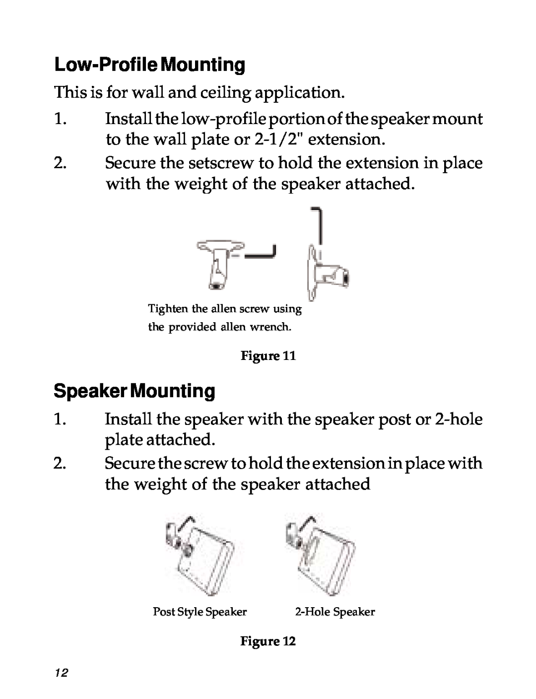 SIIG 04-0600A manual Low-ProfileMounting, Speaker Mounting 