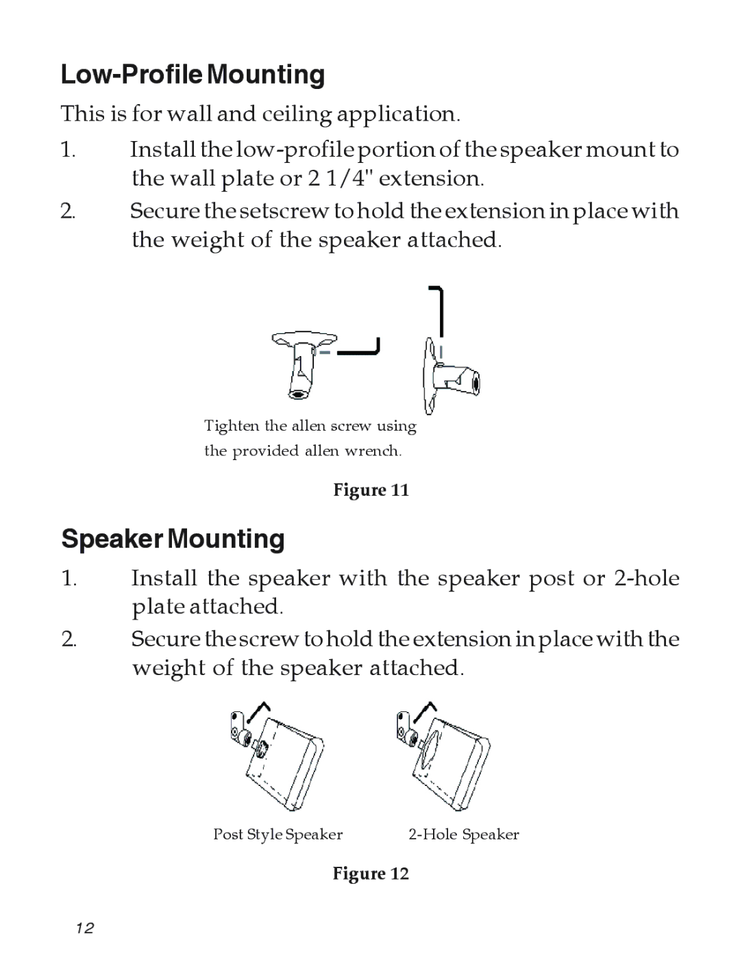 SIIG 04-0600B manual Low-Profile Mounting, Speaker Mounting 