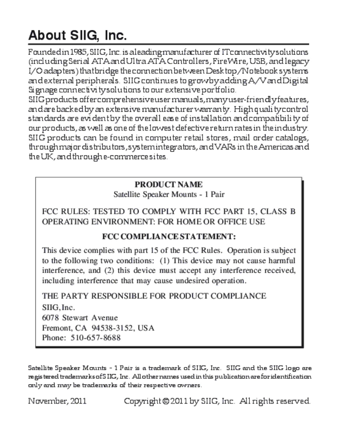 SIIG 04-0600B manual About SIIG, Inc 