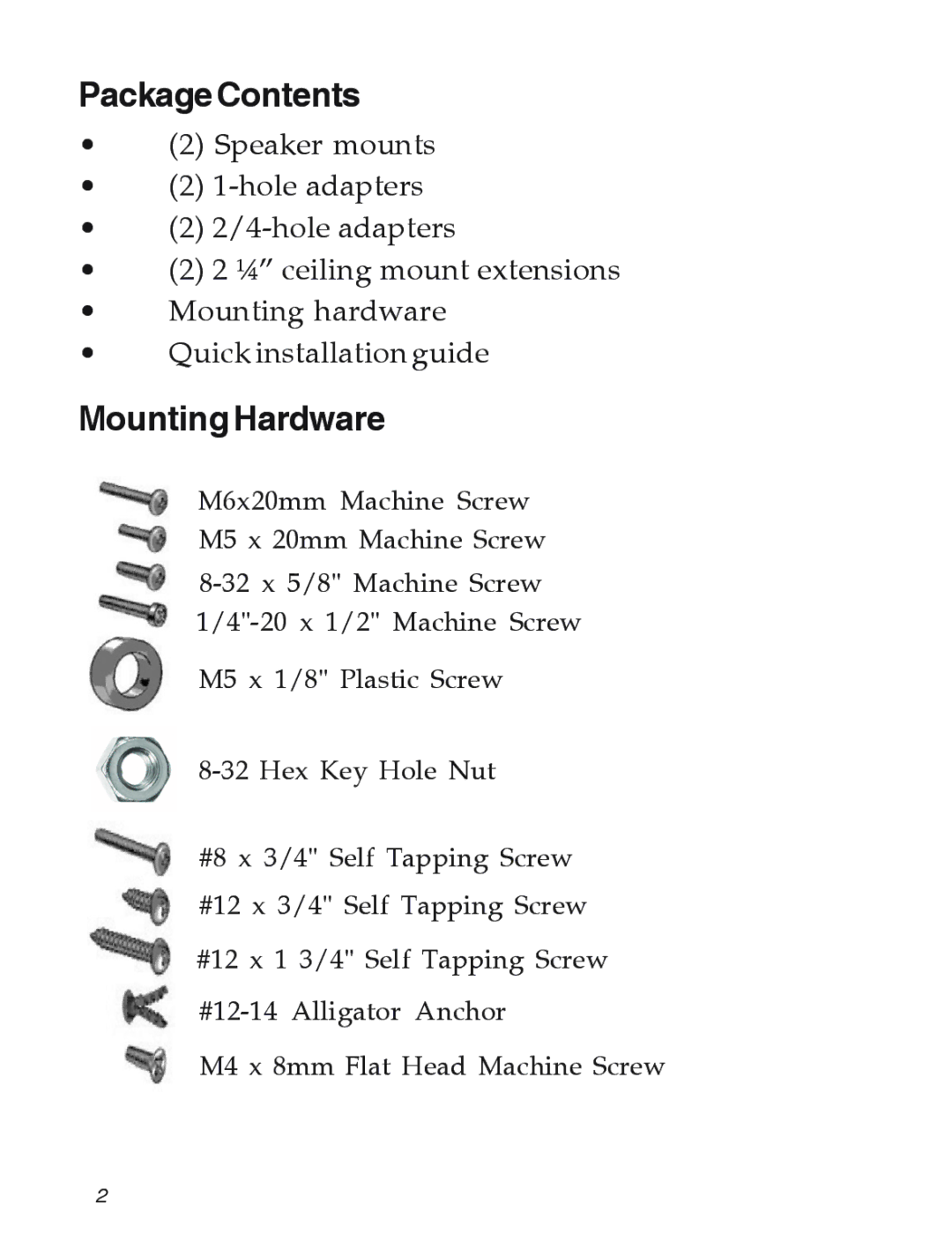 SIIG 04-0600B manual Package Contents, Mounting Hardware 