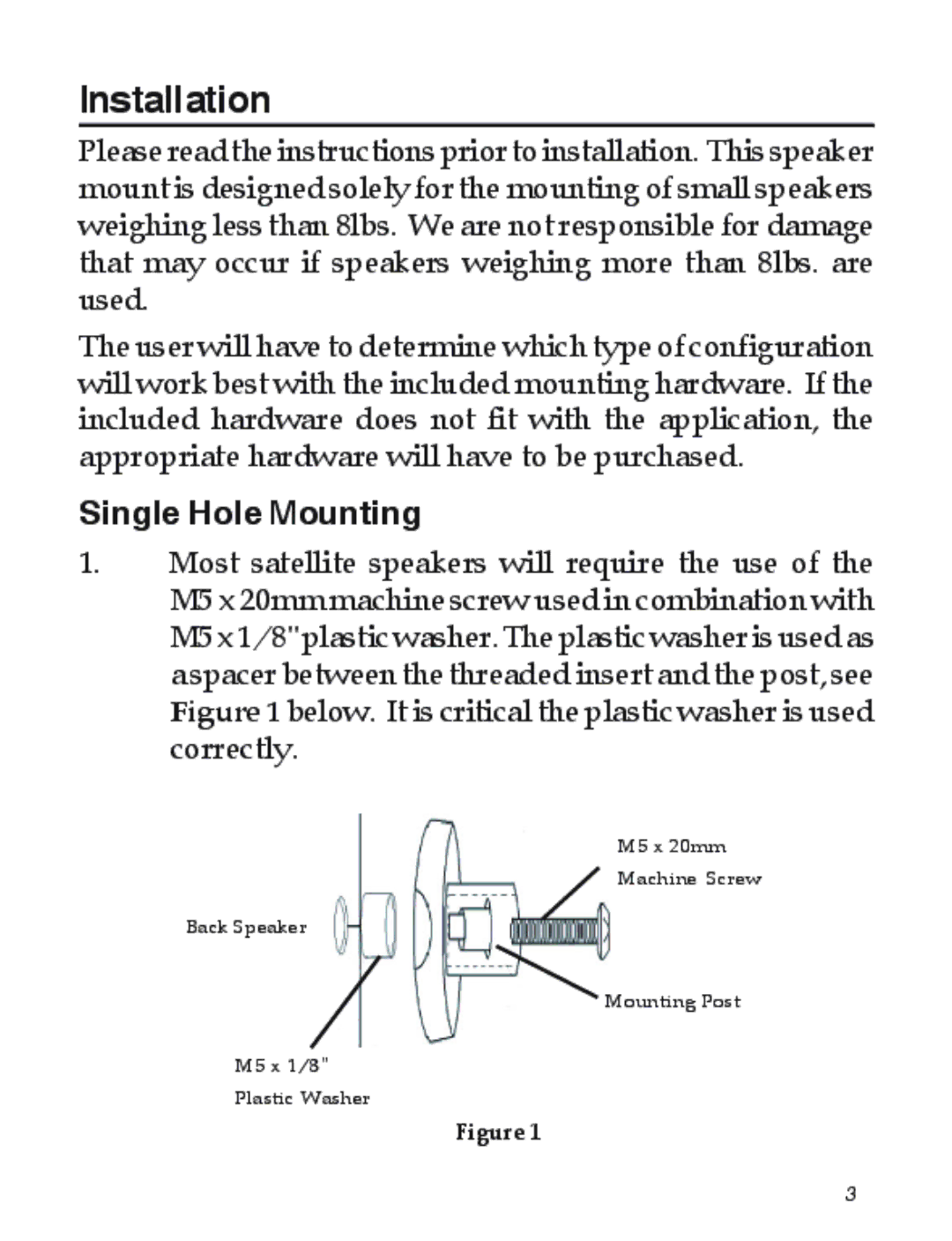 SIIG 04-0600B manual Installation, Single Hole Mounting 