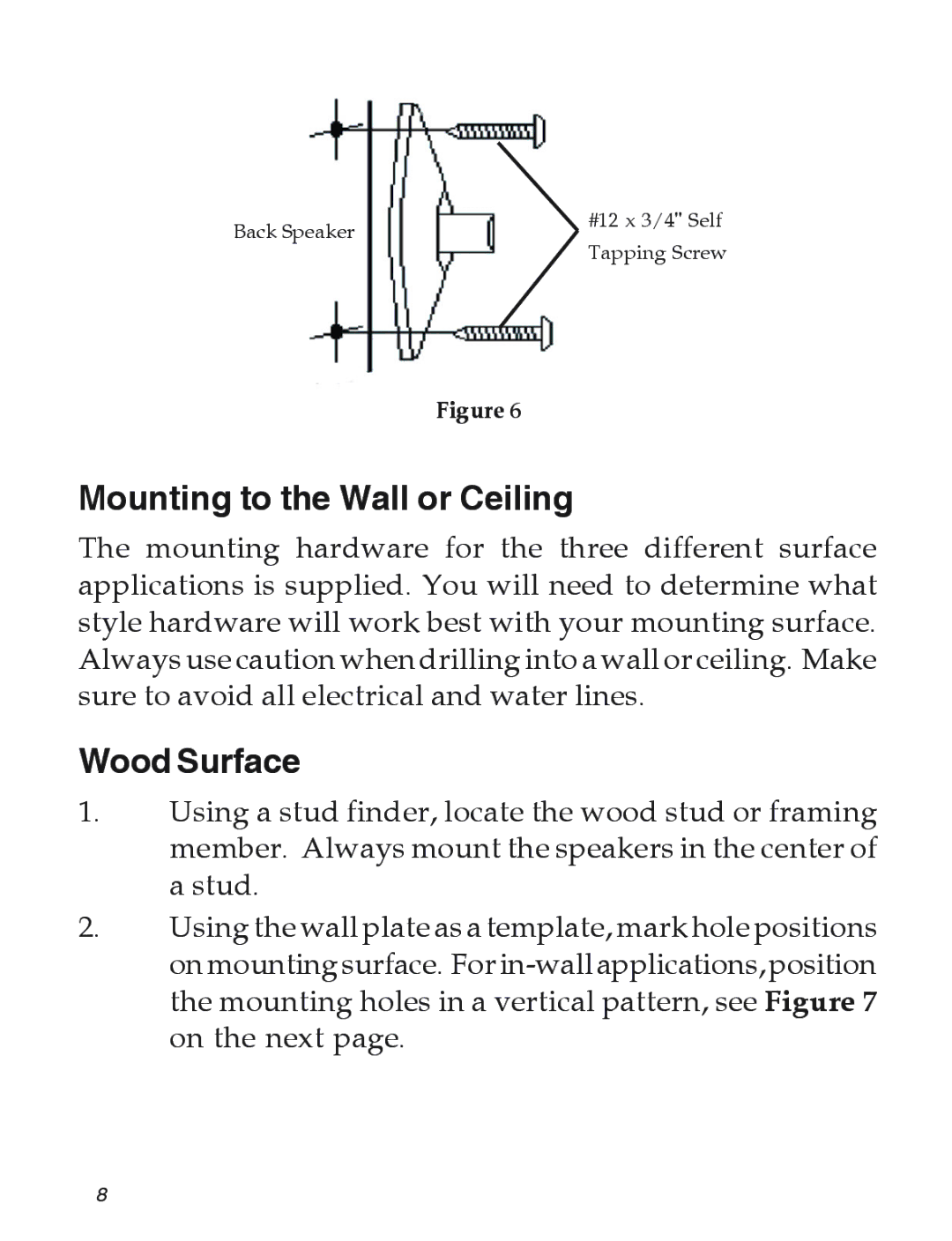 SIIG 04-0600B manual Mounting to the Wall or Ceiling, Wood Surface 