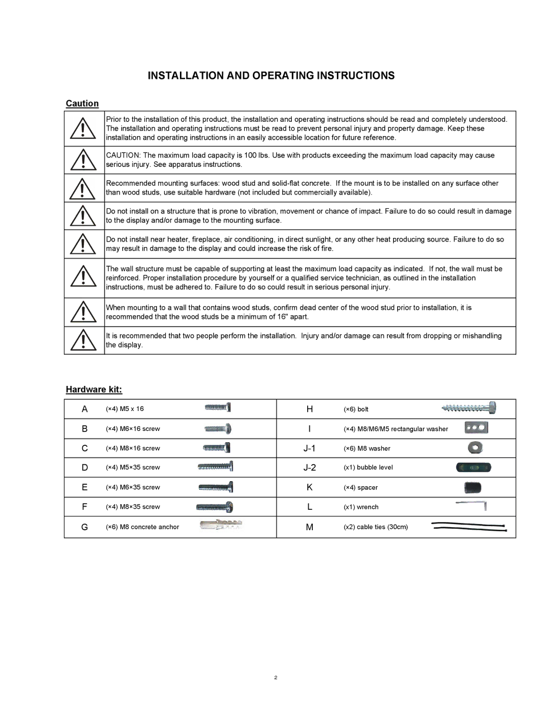 SIIG 04-0621B installation instructions Installation and Operating Instructions, Hardware kit 