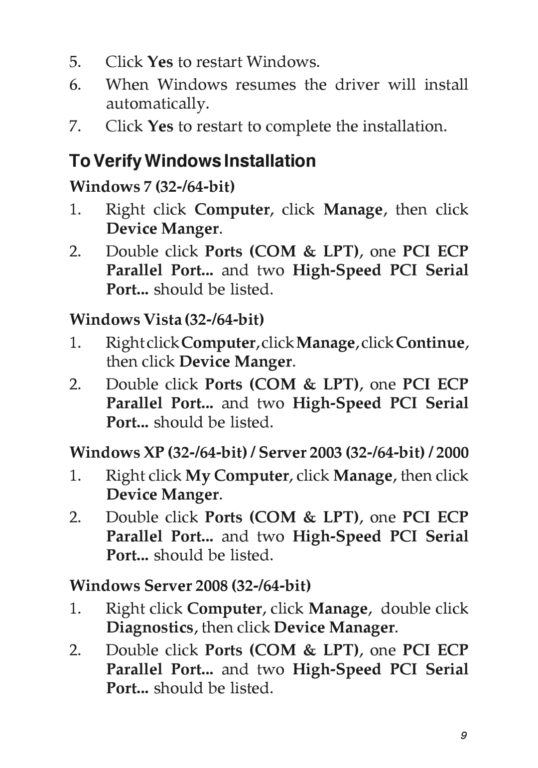 SIIG 04-0629A manual To Verify Windows Installation, Windows 7 32-/64-bit 