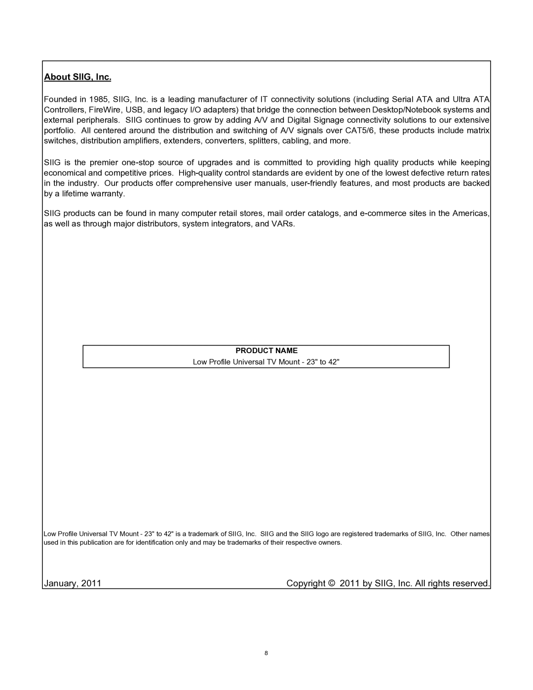 SIIG 04-0660A installation instructions About SIIG, Inc, Product Name 