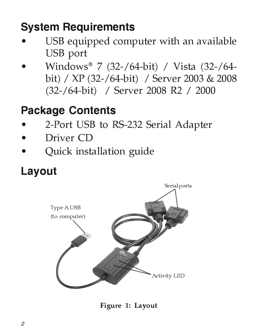 SIIG 04-0725A manual System Requirements, Package Contents, Layout 