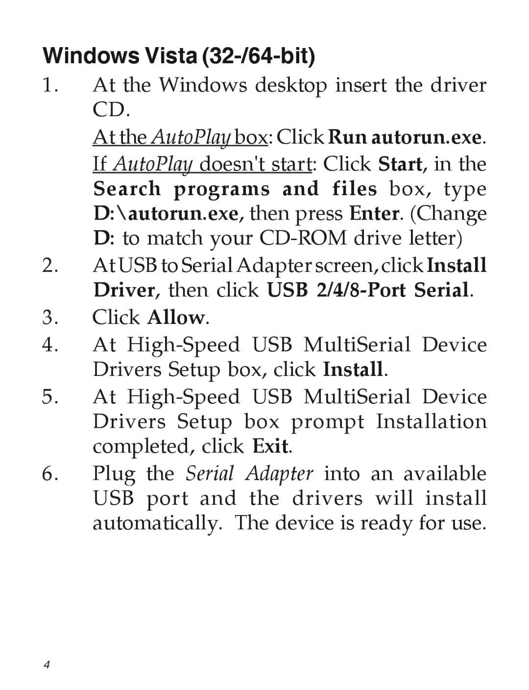 SIIG 04-0725A manual Windows Vista 32-/64-bit 