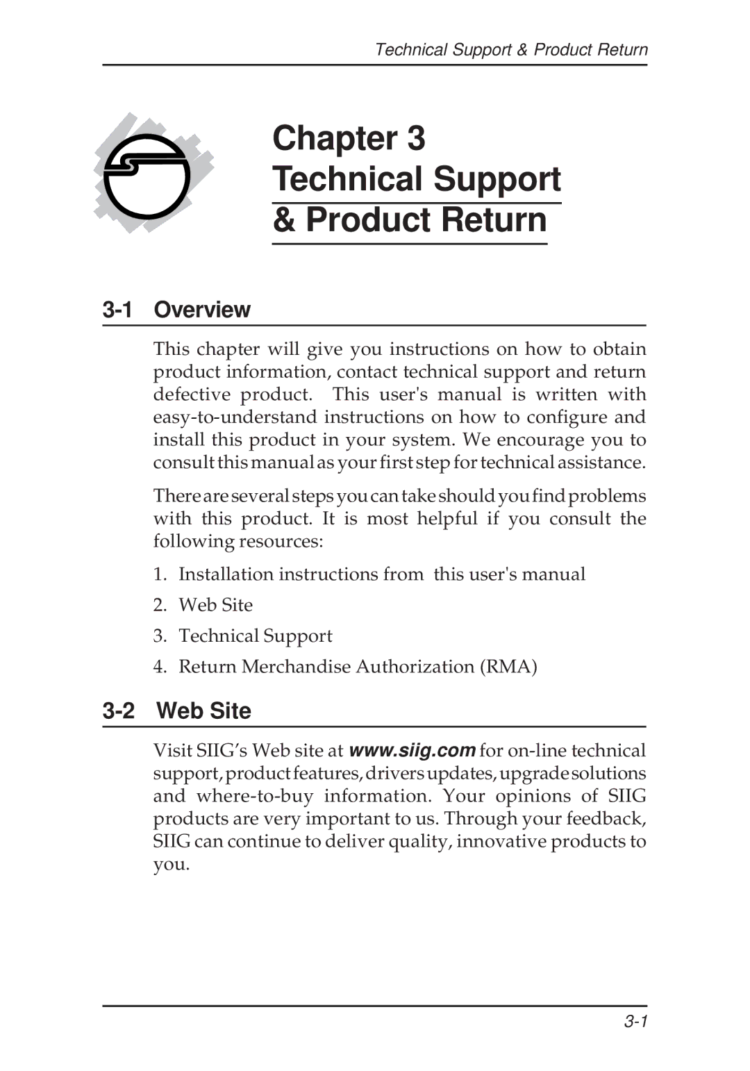 SIIG 100 Pro, 133 user manual Overview, Web Site 