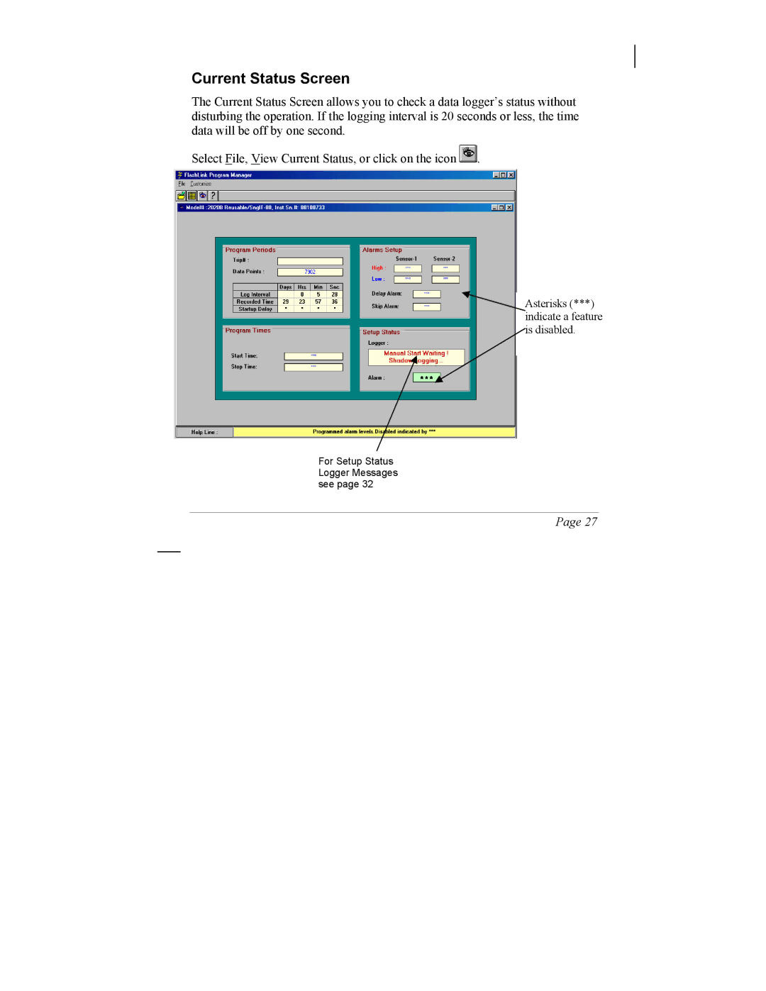 SIIG 101828 instruction manual Current Status Screen 