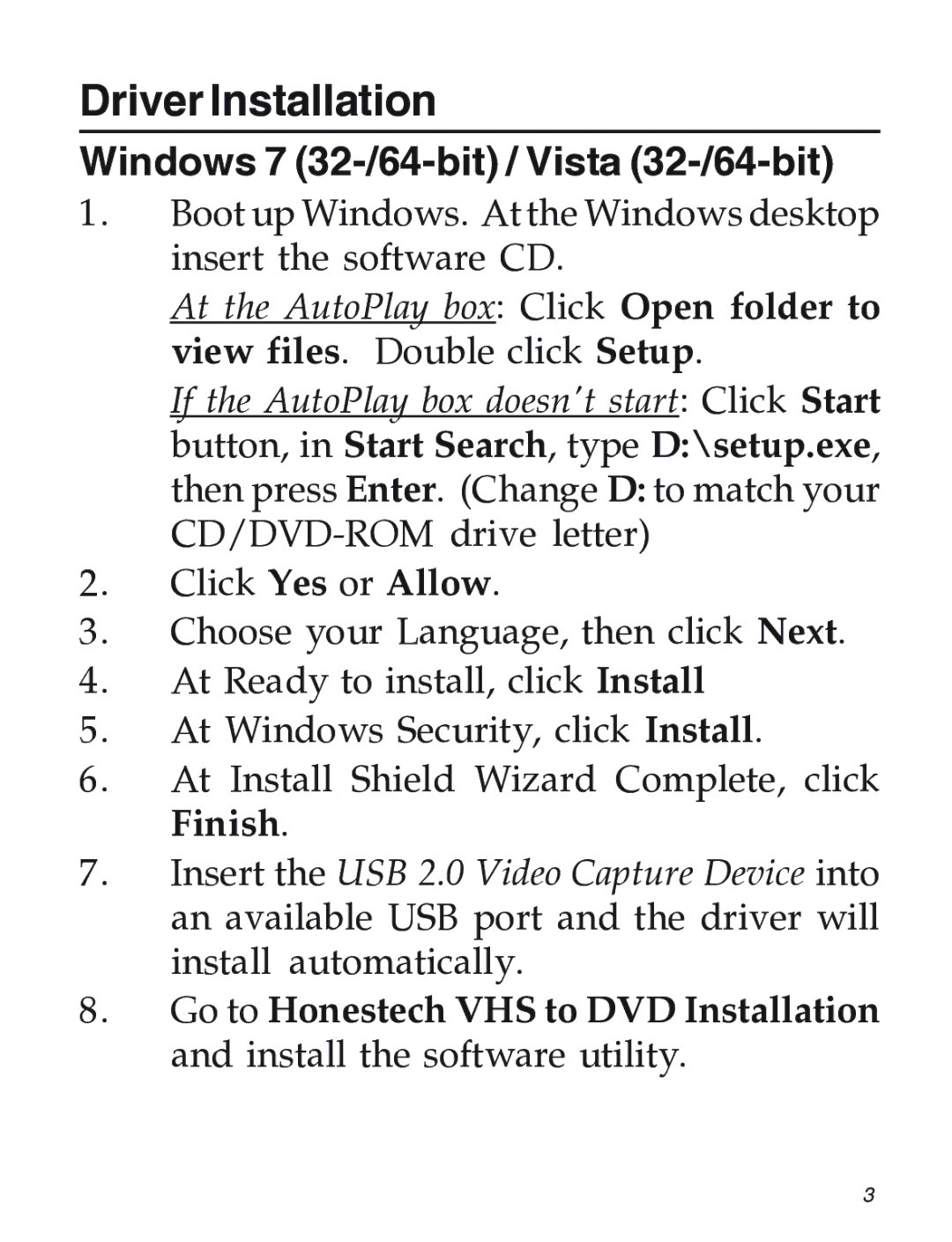 SIIG 104-0561C manual Driver Installation, Windows 7 32-/64-bit / Vista 32-/64-bit 