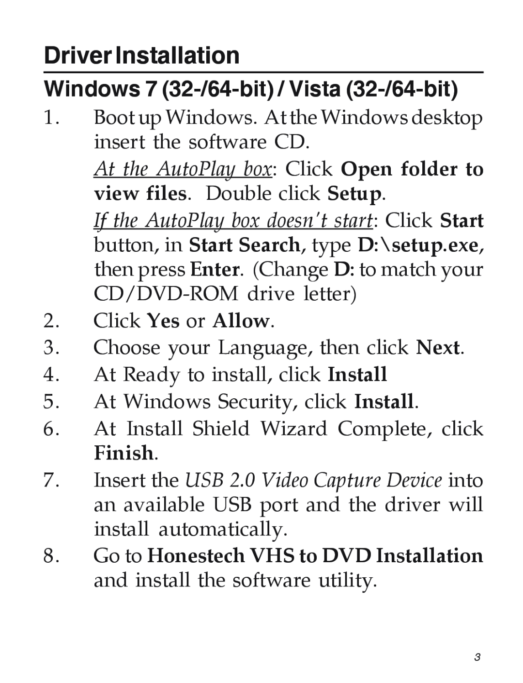 SIIG 104-0561C manual Driver Installation, Windows 7 32-/64-bit / Vista 32-/64-bit 