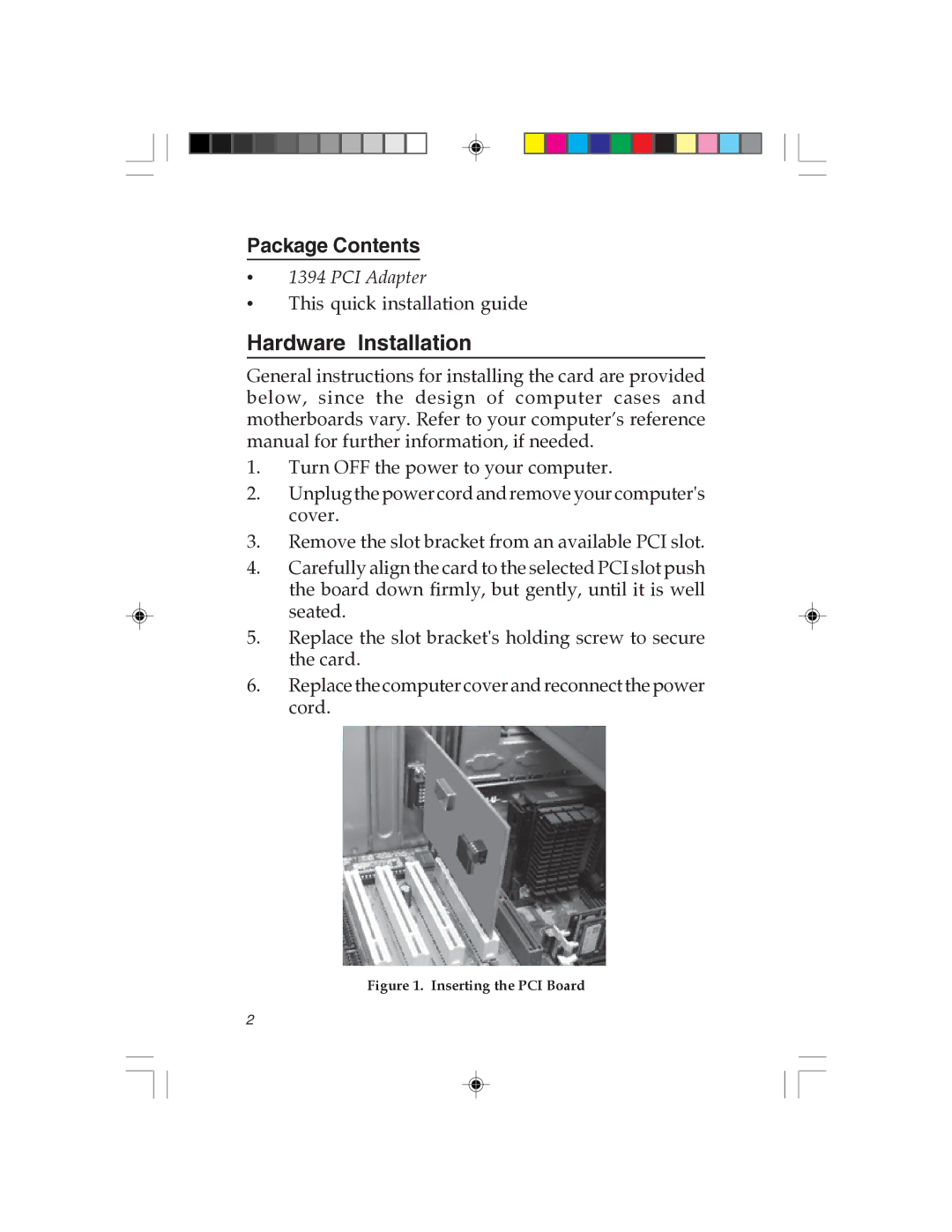 SIIG 1394 manual Hardware Installation, Package Contents 