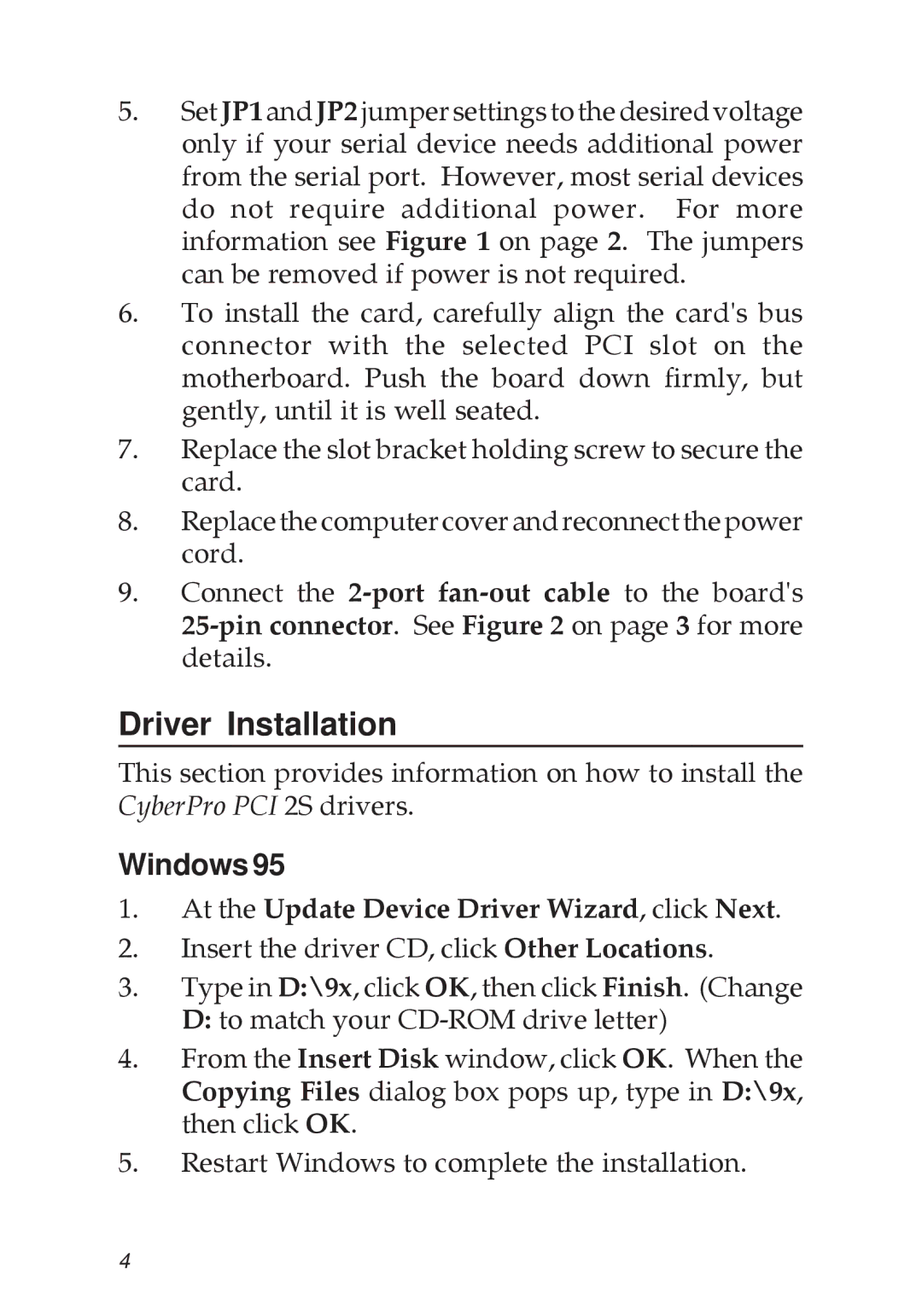 SIIG 2S manual Driver Installation, Windows 