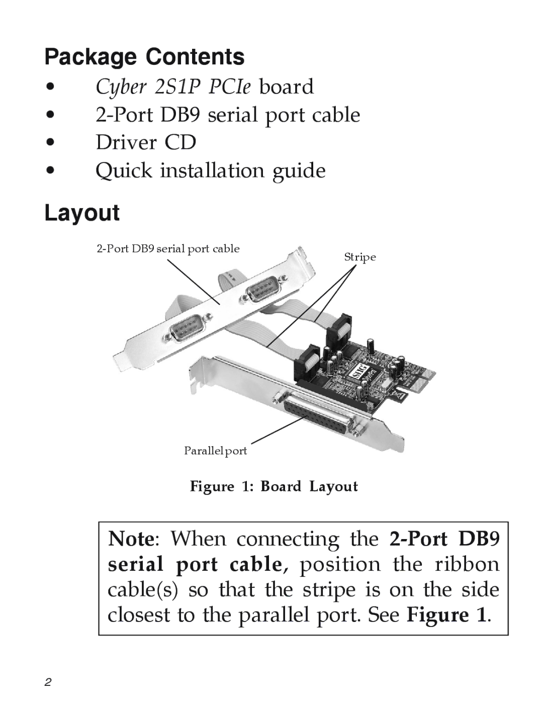 SIIG 2S1P manual Package Contents, Layout 